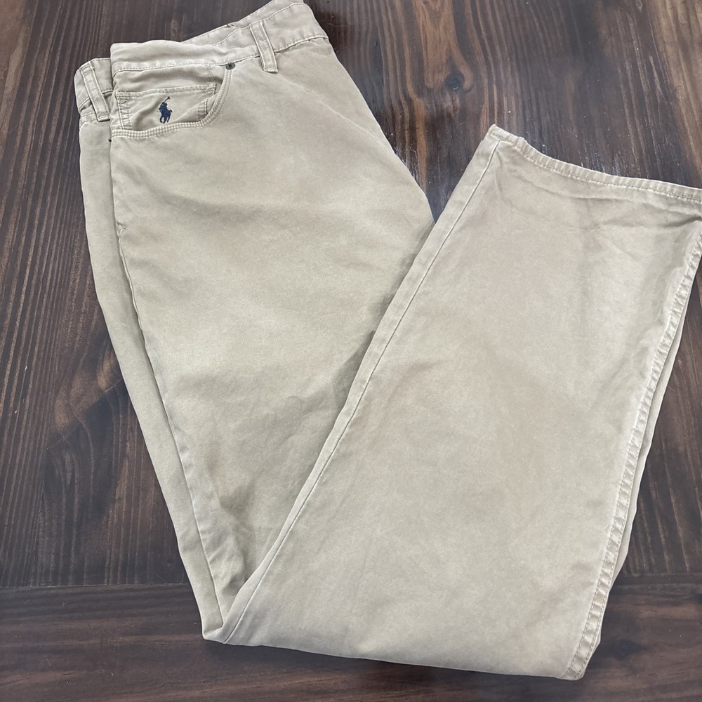 Polo Ralph Lauren 5 Pocket Preston Pants Mens 38x32 Khaki Dungarees Chino